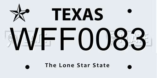 WFF0083 Texas License Plate
