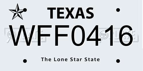 WFF0416 Texas License Plate