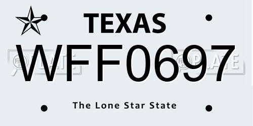 WFF0697 Texas License Plate