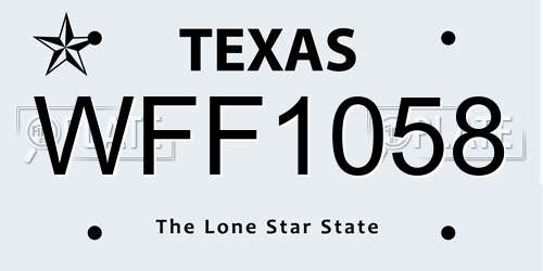 WFF1058 Texas License Plate
