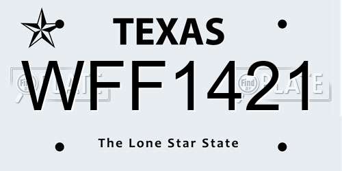 WFF1421 Texas License Plate