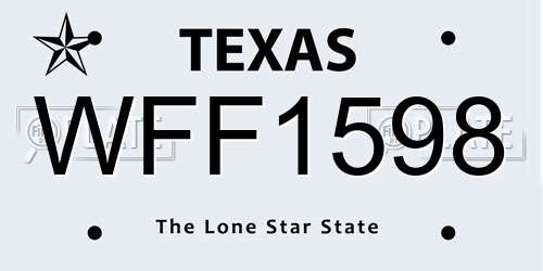 WFF1598 Texas License Plate