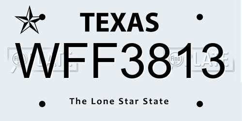 WFF3813 Texas License Plate