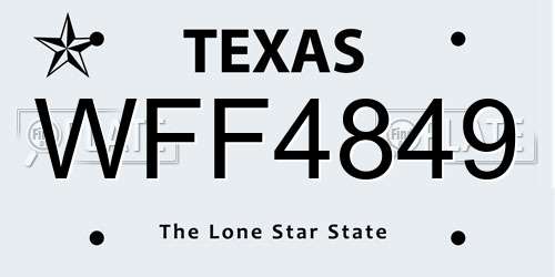 WFF4849 Texas License Plate
