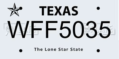 WFF5035 Texas License Plate
