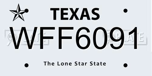 WFF6091 Texas License Plate