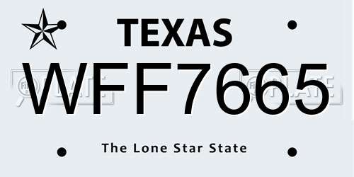 WFF7665 Texas License Plate