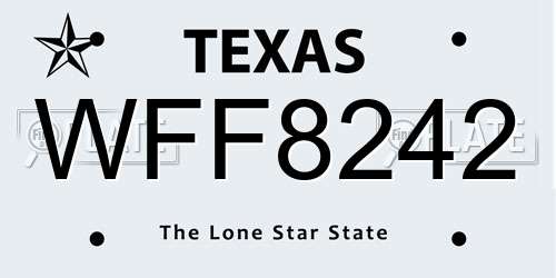 WFF8242 Texas License Plate