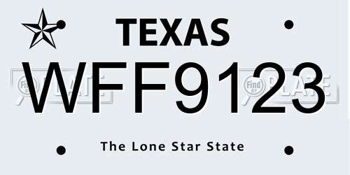 WFF9123 Texas License Plate