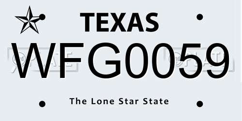WFG0059 Texas License Plate