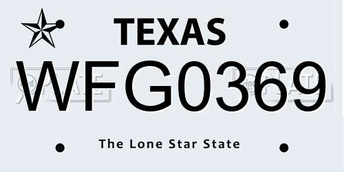 WFG0369 Texas License Plate