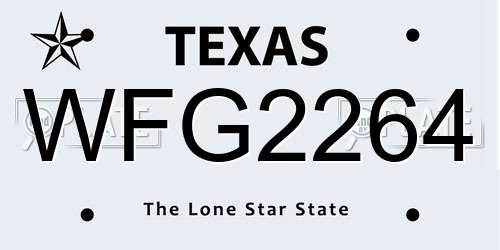 WFG2264 Texas License Plate