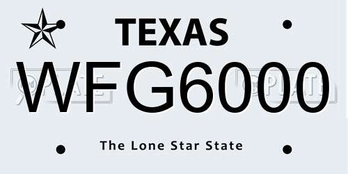 WFG6000 Texas License Plate