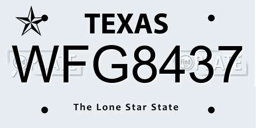 WFG8437 Texas License Plate