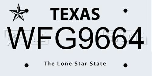 WFG9664 Texas License Plate