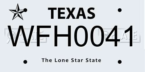 WFH0041 Texas License Plate