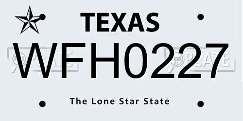 WFH0227 Texas License Plate