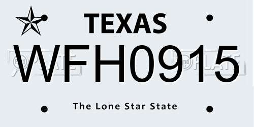 WFH0915 Texas License Plate