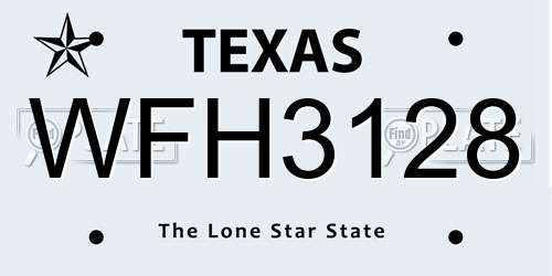WFH3128 Texas License Plate