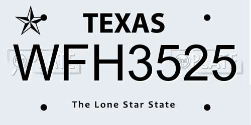 WFH3525 Texas License Plate