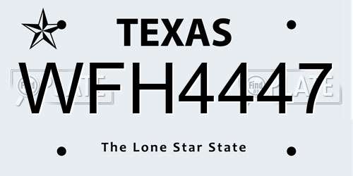 WFH4447 Texas License Plate