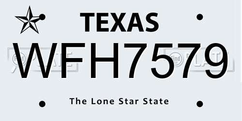 WFH7579 Texas License Plate