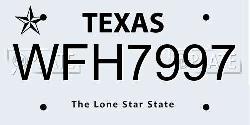 WFH7997 Texas License Plate