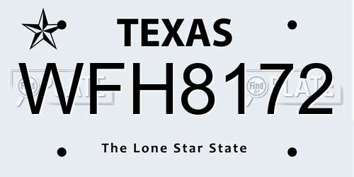 WFH8172 Texas License Plate