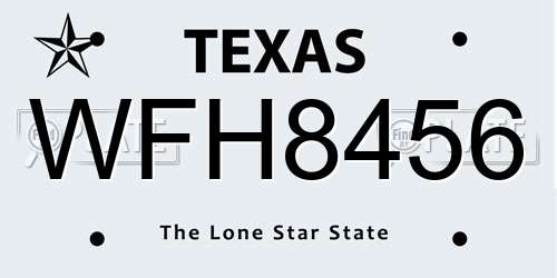 WFH8456 Texas License Plate