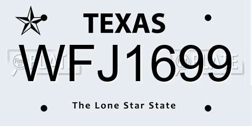 WFJ1699 Texas License Plate