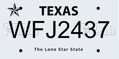 WFJ2437 Texas License Plate