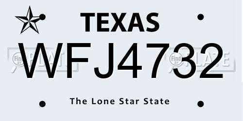 WFJ4732 Texas License Plate