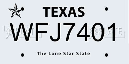 WFJ7401 Texas License Plate