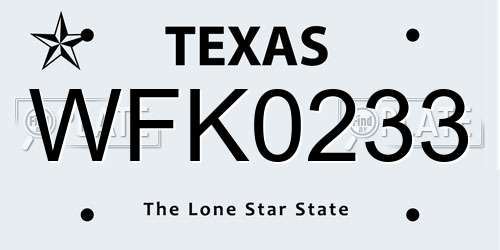 WFK0233 Texas License Plate