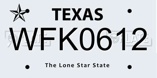 WFK0612 Texas License Plate