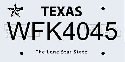 WFK4045 Texas License Plate