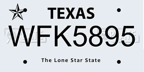 WFK5895 Texas License Plate
