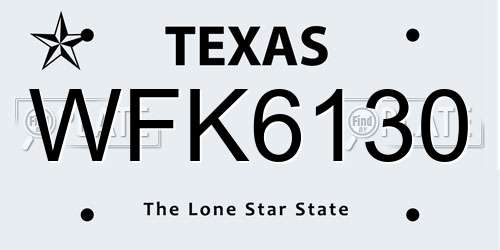 WFK6130 Texas License Plate