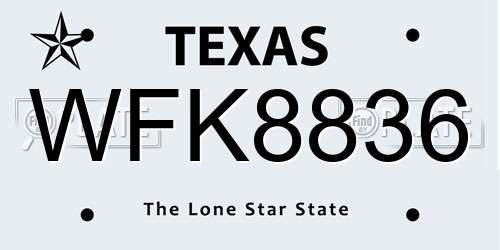 WFK8836 Texas License Plate