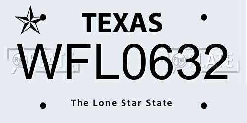 WFL0632 Texas License Plate