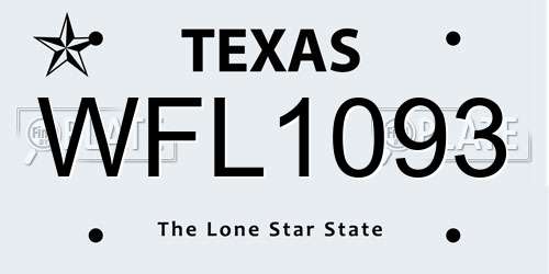 WFL1093 Texas License Plate