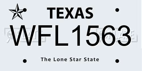 WFL1563 Texas License Plate