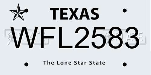 WFL2583 Texas License Plate
