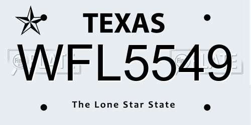 WFL5549 Texas License Plate