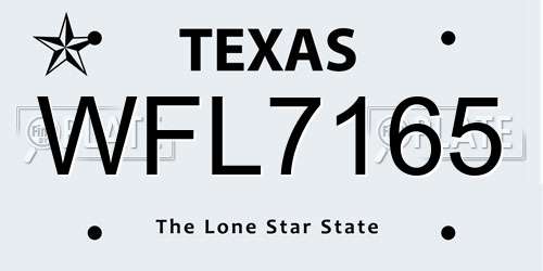 WFL7165 Texas License Plate