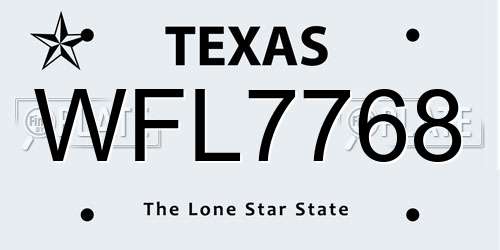WFL7768 Texas License Plate