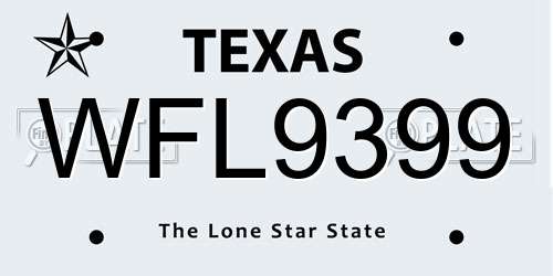 WFL9399 Texas License Plate
