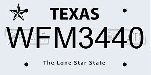 WFM3440 Texas License Plate