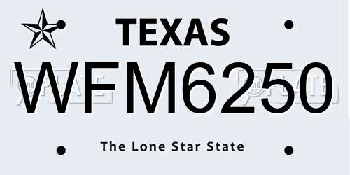 WFM6250 Texas License Plate