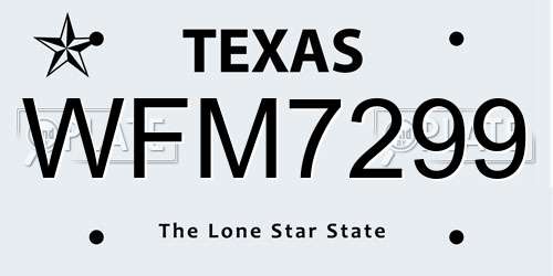 WFM7299 Texas License Plate
